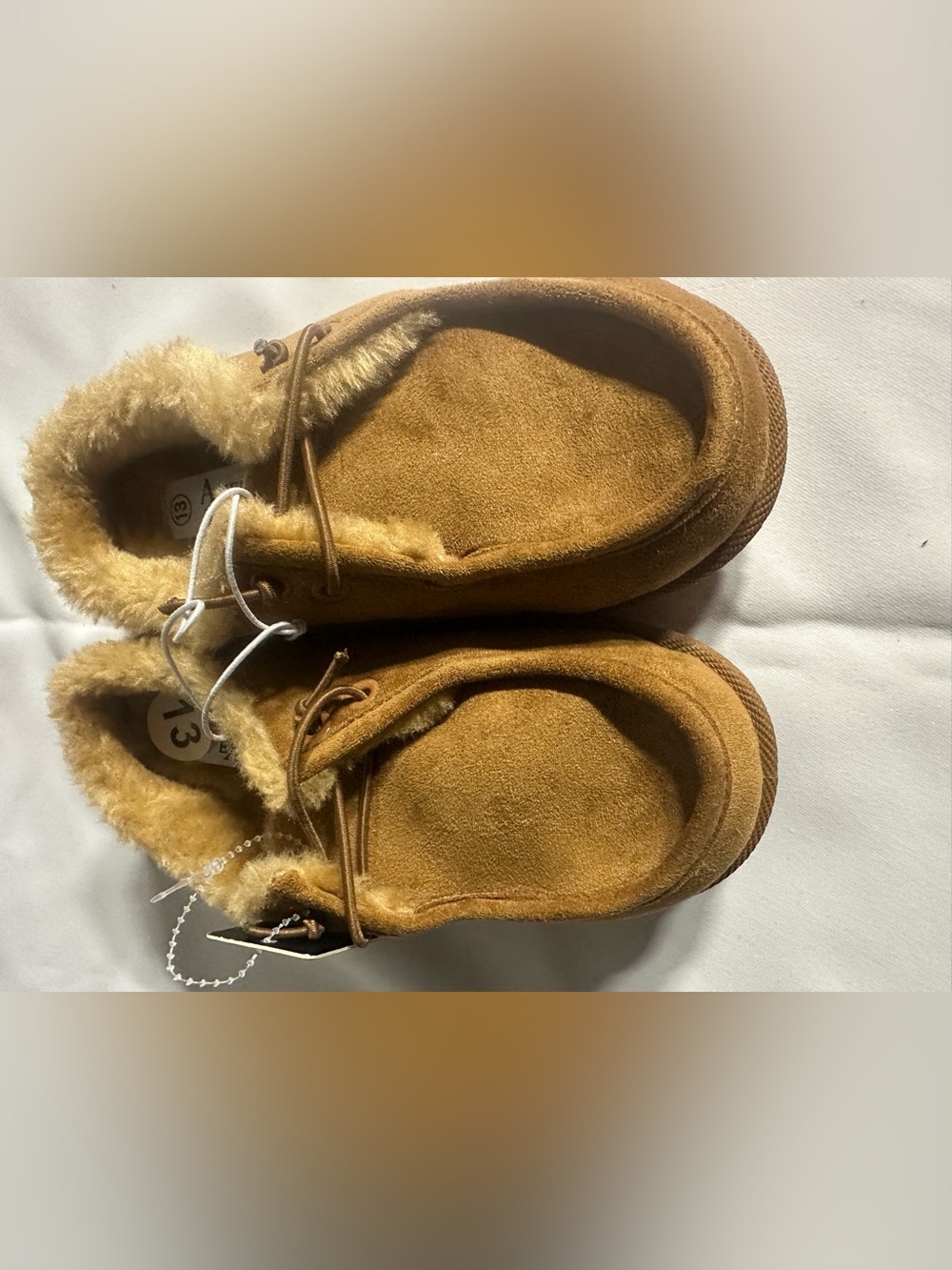 American Exchange Kids Chestnut Brown Faux-Fur Moccasin Slippers